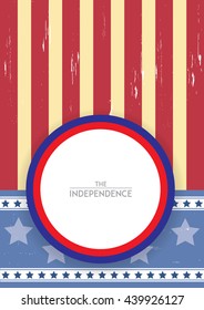 American flag template with badge for background in retro style.