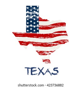 American Flag Texas Map Vector Grunge Stock Vector (Royalty Free ...