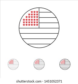 American, Flag, Thanksgiving, Usa Bold and thin black line icon set
