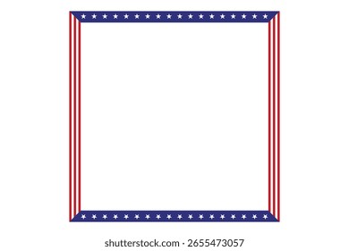 American flag theme style rectangular square frame or border template USA red blue for independence day document, invitation decorative 4th July patriotic celebrations	