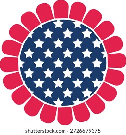 American Flag thematisierte Sonnenform mit Sternen und Streifen Farben für patriotische 4. Juli Feier