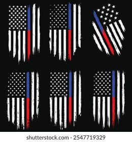 American Flag Thin Blue and Red Line t-shirt design