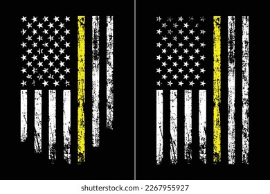 American Flag Thin Yellow Line Design