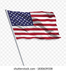 AMERICAN FLAG WITH A TRANSPARENT BACKGROUND. VECTOR ILLUSTRATION