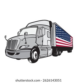 American Flag Truck Transportation Vector