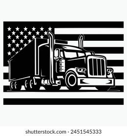 American Flag Truck Vector, Truck American Flag, Best Vector