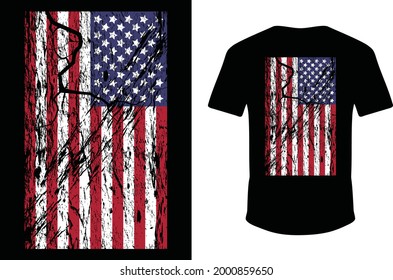 
American Flag T-shirt Design. Funny USA T-shirt. Eps Shirt Template.