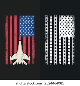 American Flag T-Shirt - USA Airplane - Patriotic Fighter Jet T Shirt Design.