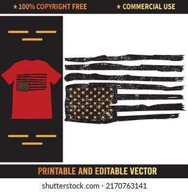 American Flag T-Shirt Vector Design, Patriotic T-Shirts, July 4th T-Shirts.