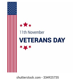 American flag with typography Happy Veterans Day. November 11th, United state of America, U.S.A veterans day design. Beautiful USA flag Composition. veterans Day poster design