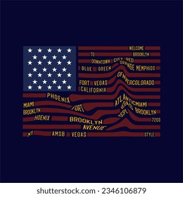 American flag typography slogan for t shirt printing, tee graphic design.  