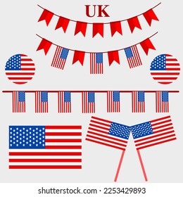 American flag. uk flag country flag. united kingdom flag vector