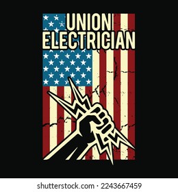 American Flag Union Electrician funny t-shirt design