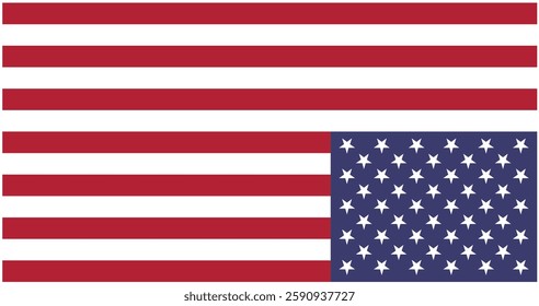 American flag upside down isolated on a transparent background. Vector illustration of the national flag of the USA with a white frame