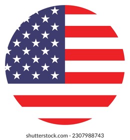 American flag. US round flag. Flag icon. Standard color. Round flag. Computer illustration. Digital illustration. Vector illustration.