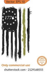 American Flag, USA Distressed and splash Element Military Flag, 1776, US Patriotic Army Thin Green Line Flag. Transparenter Hintergrund. Hohe Auflösung. Nur kommerzielle Nutzung