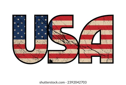 vector de diseño de texto de la bandera estadounidense