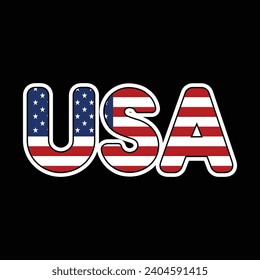 American flag with usa text design vector. USA text on flag	
