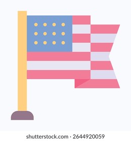 American Flag, USA Flag , Vector Flat Style Icon. 