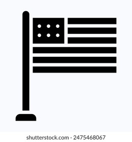 American Flag, Usa Flag Vector Icon. Isolated Silhouette Vector Icon.