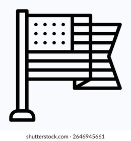 Bandera americana, bandera de EE.UU., icono de estilo lineal de Vector. 