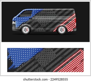 American flag Van Car Wrapping Decal Design