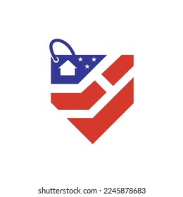 american flag vector abstract logo design