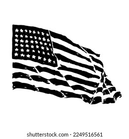 American flag vector in black and white