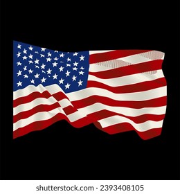 American Flag Vector Design, Fluttering Flag