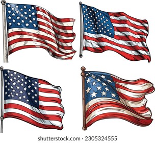 American flag vector design, American flag illustration