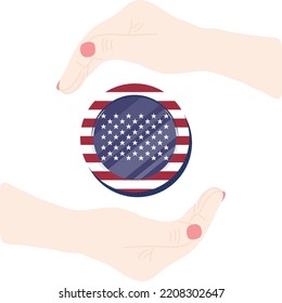 American Flag vector hand drawn,United States dollar vector hand drawn