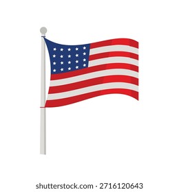 Vector de la bandera americana, icono de la bandera americana, arte del Clip de la bandera americana, aislado en el fondo blanco. Adecuado para el patriotismo estadounidense, el día de la independencia y el diseño de símbolos nacionales