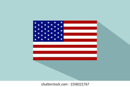 American flag vector icon on blue background.