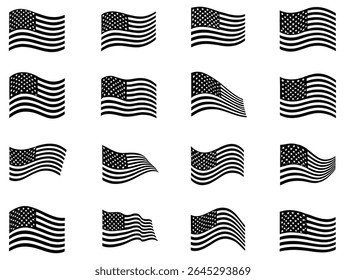 American flag vector icons collection patriotic usa symbol design graphics set