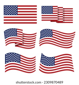 Amerikanische Flagge, Vektorgrafik mit Hintergrund rein. Amerikanische Vektorgrafik