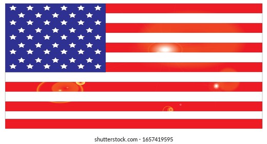 American flag vector illustration with flare ray effect