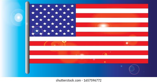 American flag vector illustration with flare ray effect