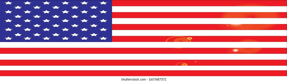 American flag vector illustration with flare ray effect