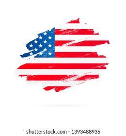 American flag. Vector illustration on white background. Brush strokes drawn by hand. USA flag.