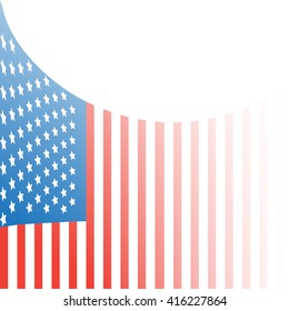 American flag vector illustration. Patriotic wave background. American background design with space for your text