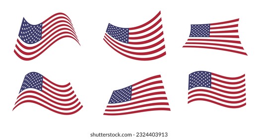 American flag vector illustration set, different shapes, flag clip art