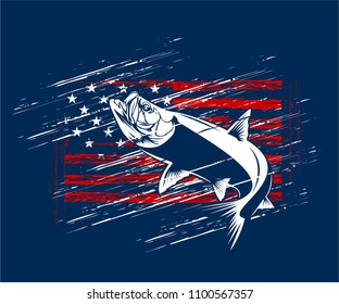 American Flag Vector Illustration Tarpon Fishing