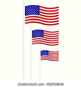 American Flag Vector Illustration. American Flag waving on the wind.