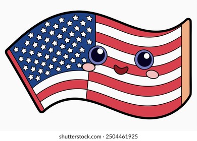 Vector de la bandera americana, bandera nacional del uso en el fondo blanco