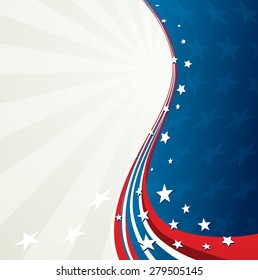 American Flag, Vector patriotic background for Independence Day, Memorial Day