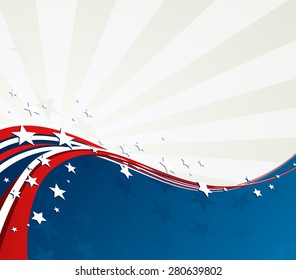 American Flag, Vector patriotic background for Independence Day, Memorial Day