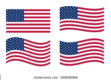 American Flag vector set, american flag isolated on a white background