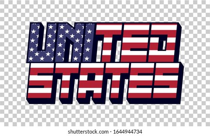 American flag vector in text shape illustration.