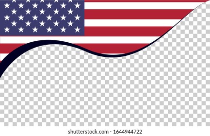 American flag vector in transparent background. Vector illustration symbol page design.