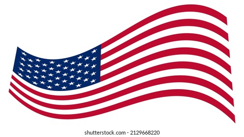 American Flag Vector. Vector Waving National Flag of the United States of America. Wavy USA Flag Vector. Red, White, and Blue Banner, Ribbon with 50 Stars and 13 Equal Horizontal Stripes